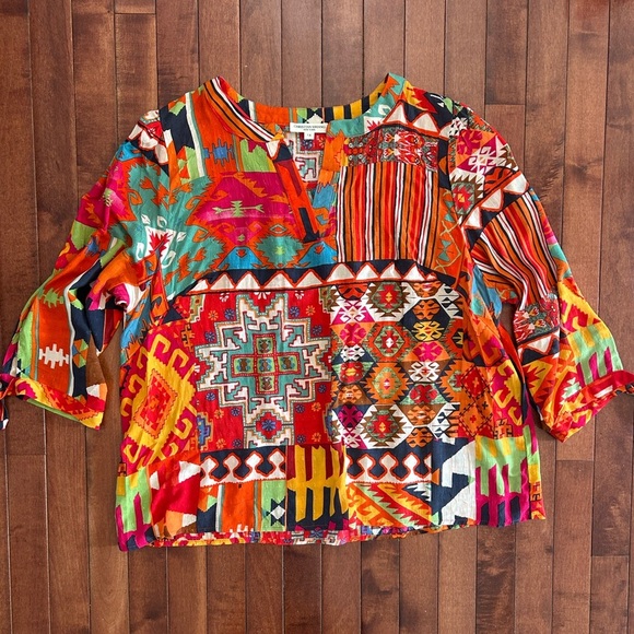 Christian Siriano Colorful Geometric Aztec Blouse Size 1X - Picture 2 of 11